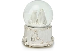 SURPRIZON Polar Bear Family Musical Snow Globe with Colorful Lights Automatic Snowflake Play Tune Wonderful World