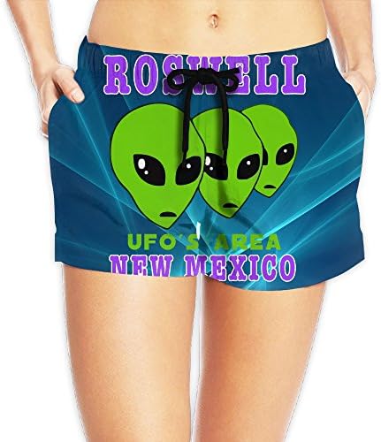 Women Roswell UFOs Area Printed Summer Casual Shorts Beach Shorts Swim Trunk S