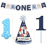 Ahoy Nautical - 1st Birthday Boy Smash Cake Kit - High Chair Decorations