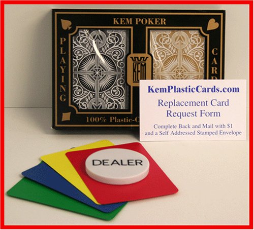 Kem BG Arrow Wide Size Jumbo Index 100% Plastic Playing Cards with Free Dealer Button, 4 Free Cut Ca