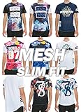 Men's Hipster Hip Hop Graphic Print Mesh Trim Jersey eLong Long T-shirt Tee