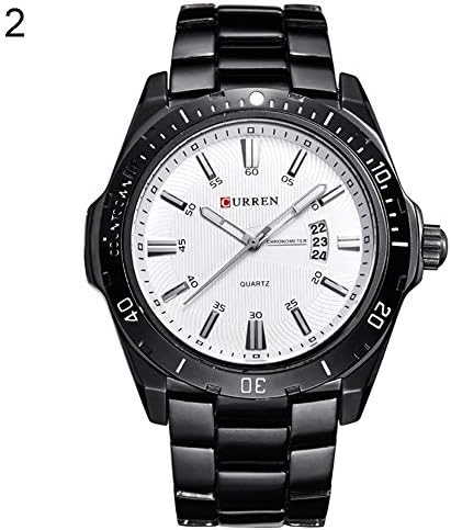 Gmgqsago Stainless Steel Band Analog Quartz Date Display Numbers Scale Dial Wristwatch - 2#