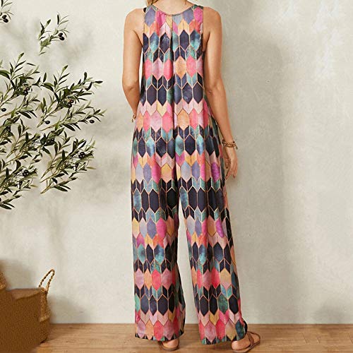 cllios Jumpsuits for Women Summer Casual Sleeveless Jumpsuit Beach Rompers Adjustable Jumpsuit Long Romper with Pockets