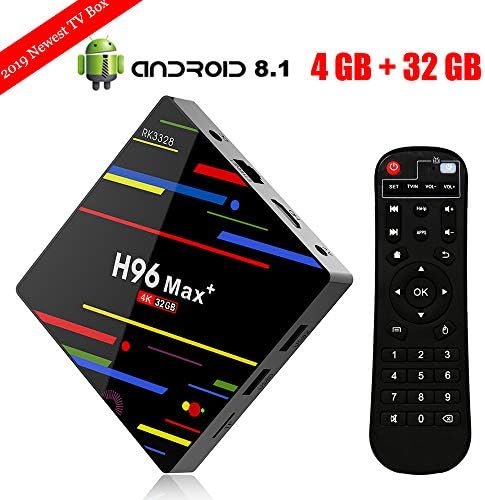 Android 9.0 TV Box,YUZEU H96 MAX+ Smart BOX,4GB RAM&32GB ROM,RK3328 Quad Core 64 Bits Cortex-A53 CPU,4K Ultra HD,Support Video Encoder H.265/100M LAN/USB 3.0/3D