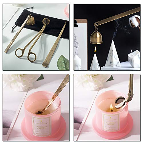 DANGSHAN Candle Snuffer Candle Accessory Set, 3 in 1 Candle Wick Trimmer, Candle Wick Dipper, Candle Snuffers (Bronze)