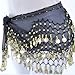 OPCC Belly Dance Hip Skirt Scarf Wrap Belt costume with Rows Gold Coins (black)