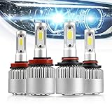 9005 H11 Combo Led Headlight Kit, LinkStyle 2 Sets 9005 HB3 H11/H8/H9 CREE LED Headlight Kit Waterproof 6500K Cool White 8000Lumens COB Chips Fog Light High & Low Beam Light Bulbs