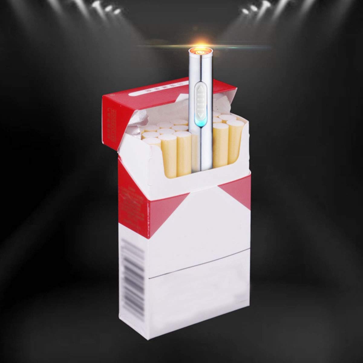 Oumosi Zigarettenanzünder in Metallform, langes Zigarettenanzünder, USB-Ladekabel Silber