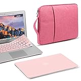 MacBook Air 13 Inch Case Bundle Older Version Compatible A1369/A1466 2008-2017 Release NO Touch ID,GMYLE Hard Matte Shell, Pink Soft Protective Canvas Carrying Sleeve & Keyboard Cover - Rose Quartz