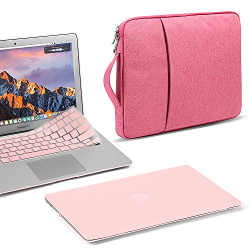 GMYLE 3 in 1 Bundle Rose Quartz Soft-Touch Frosted Hard Case for Macbook Air 13 inch (A1369/A1466) Water Repellent Laptop Sleeve with Handle and With Rose Quartz Silicon Keyboard Cover [US layout]