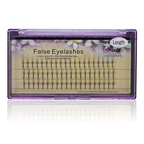 Scala 8-16mm to Choose Professional Grafting Eyelashes C Curl 5 Root Thickness 0.07 3D Eyelash Extensions 0.07mm Thickness Hair Mink Strip Eyelashes Individual Lashes Fans Lash Natural Style (12mm)