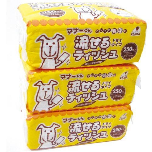 コジマ マナーくん 流せるティッシュ ほのかな香り付き 250枚×3個の商品画像