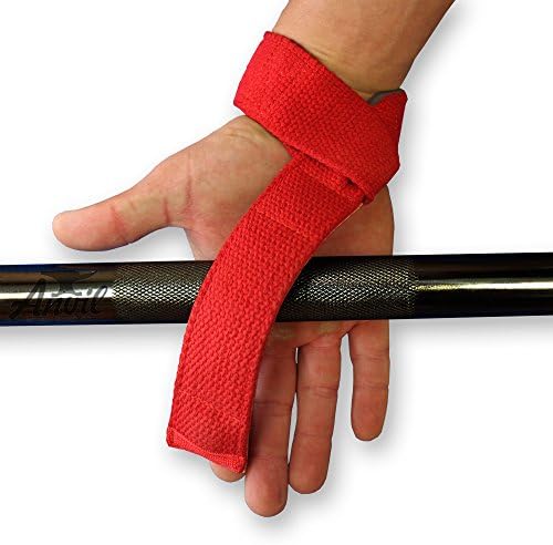 UltraGrip Lifting Straps - Padded weighlifting wrist wraps for maximum grip, ideal for powerlifting, cross fit, bodybuilding, weight lifting (Red)