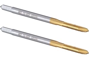 Burkit 2pcs M2.5 Spiral Point Tap, HSS Titanium coating M2.5 x 0.45 Spiral Point Plug Threading Tap