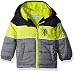 U.S. Polo Assn. Baby Boys' Heavyweight Bubble Jacket, Medium Heather Grey/Lime, 24 Months
