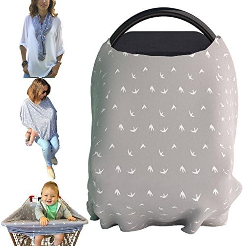 Nursing Breastfeeding And Shopping Cart Cover, Multi Use Stretchy Material For Baby Car Seat Canopy: Covers Up Shopping Cart, Stroller And High Chair. For Girls and Boys. Premium Quality Scarf Shawl