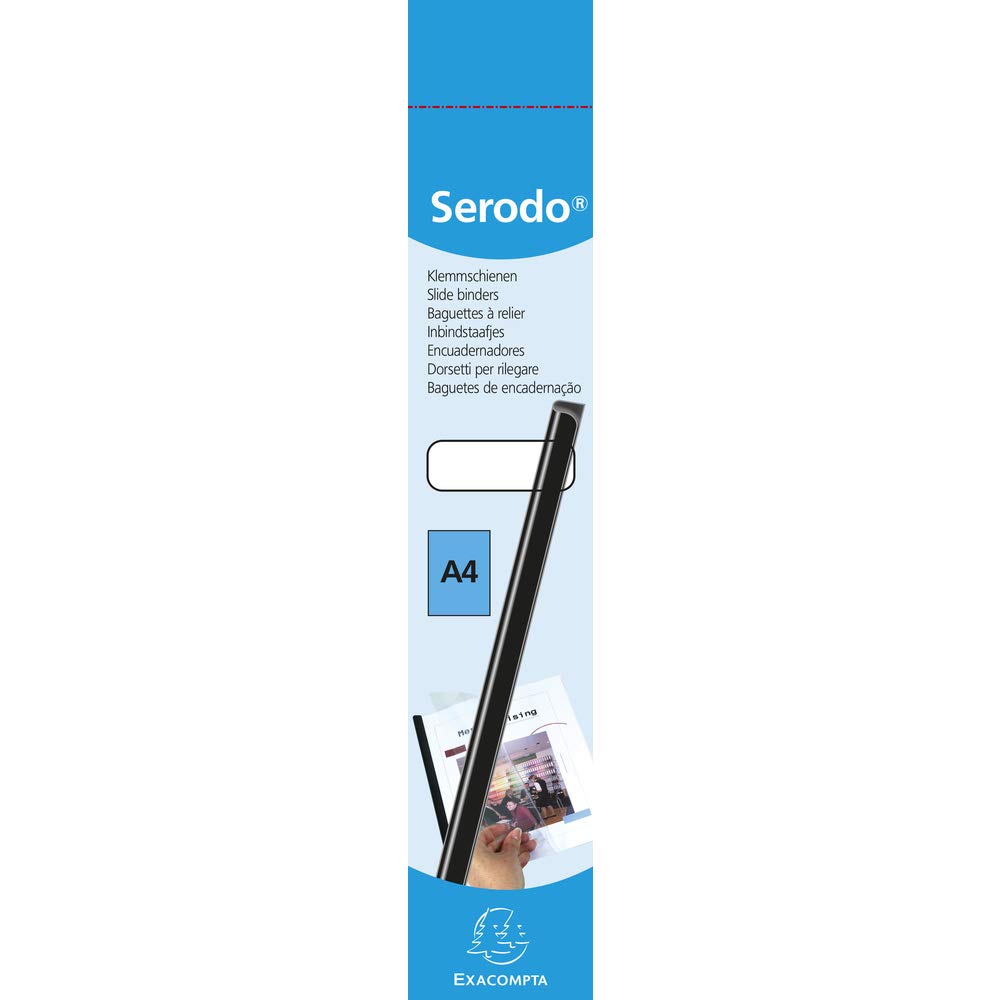 Exacompta - Ref 129780E - Serodo Slide Binders (Box of 25) - 297mm Length x 12mm Wide, Suitable for Use With A4 Documents, Holds Approx. 120 Sheets - Clear