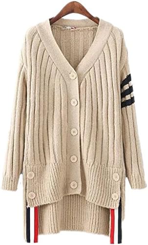 Season Show Womens Button Down Knitted Cable Midi Long Chunky Cardigan Sweater Beige One Size