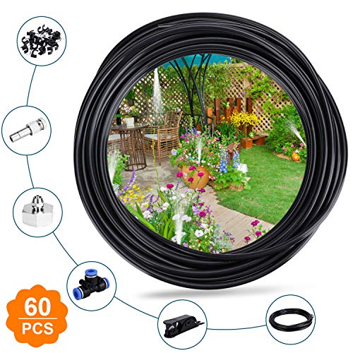 Homga Misting Cooling System 32.8FT(10M) with 10 Copper Metal Mist Nozzles and a Connector(3/4") for Trampoline Patio Misting Micro Flow Watering Automatic Distribution System