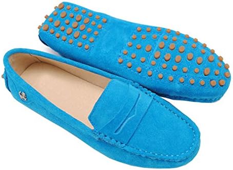 Minishion Girls Womens Casual Comfortable Suede Leather Driving Moccasins Loafers Boat Shoes Flats