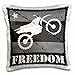 3dRose pc_180541_1 Black and White Distressed Dirt Bike Freedom Vector Graphic Image Pillow Case, 16