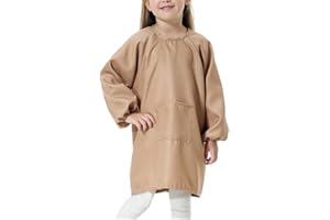 EVGVAT Kids Art Smock Long Sleeve with Pocket Child Chef Bib Apron for Kitchen Cooking Painting