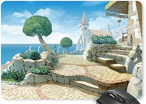 Mouse Mat Illustration Seaside House Mouse Pad 11.8 X 9.8 In
