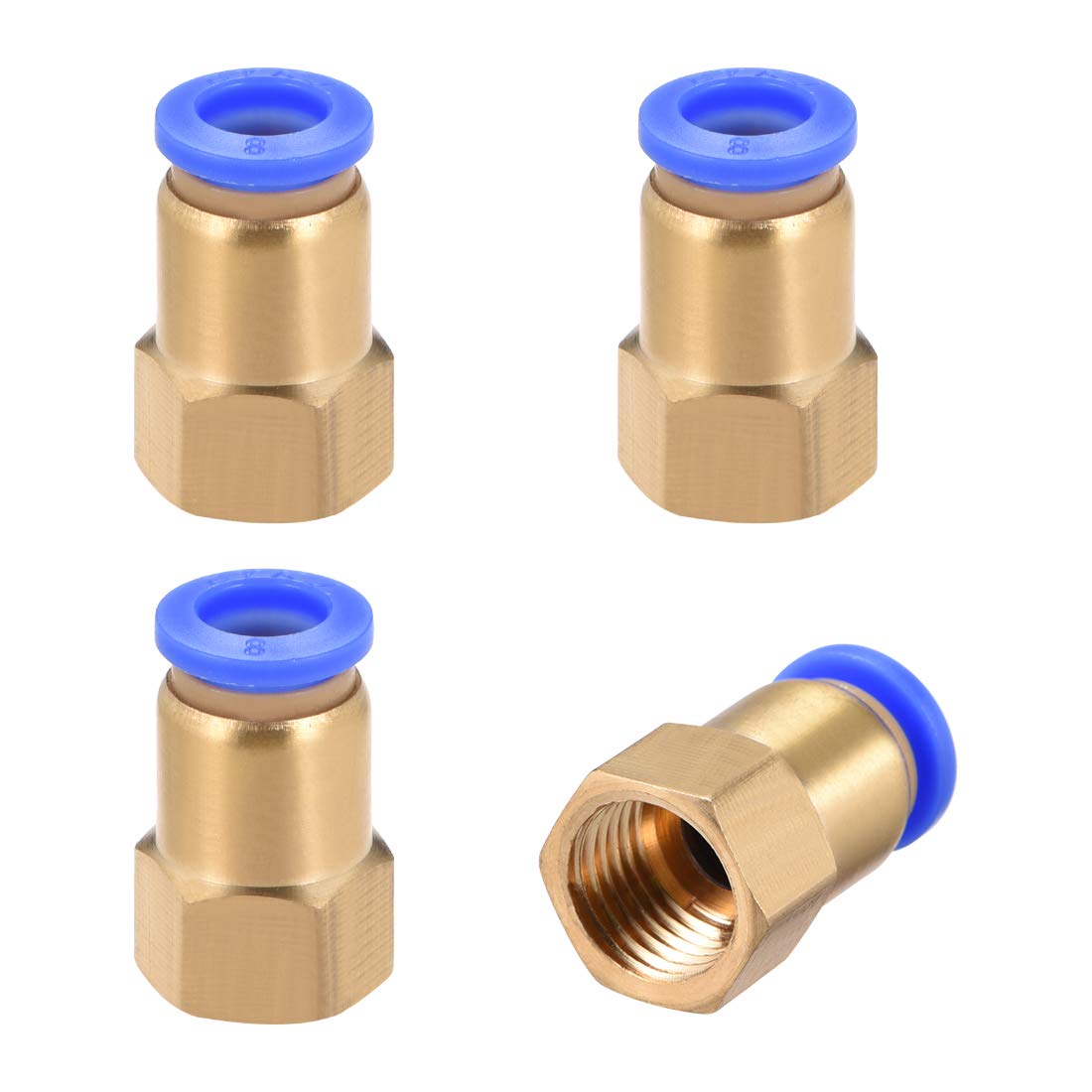 sourcing map Push to Connect Tube Fitting Adapter 8mm Tube OD x G1/4" Female Straight Pneumatic Connecter Connect Pipe Fitting 4pcs