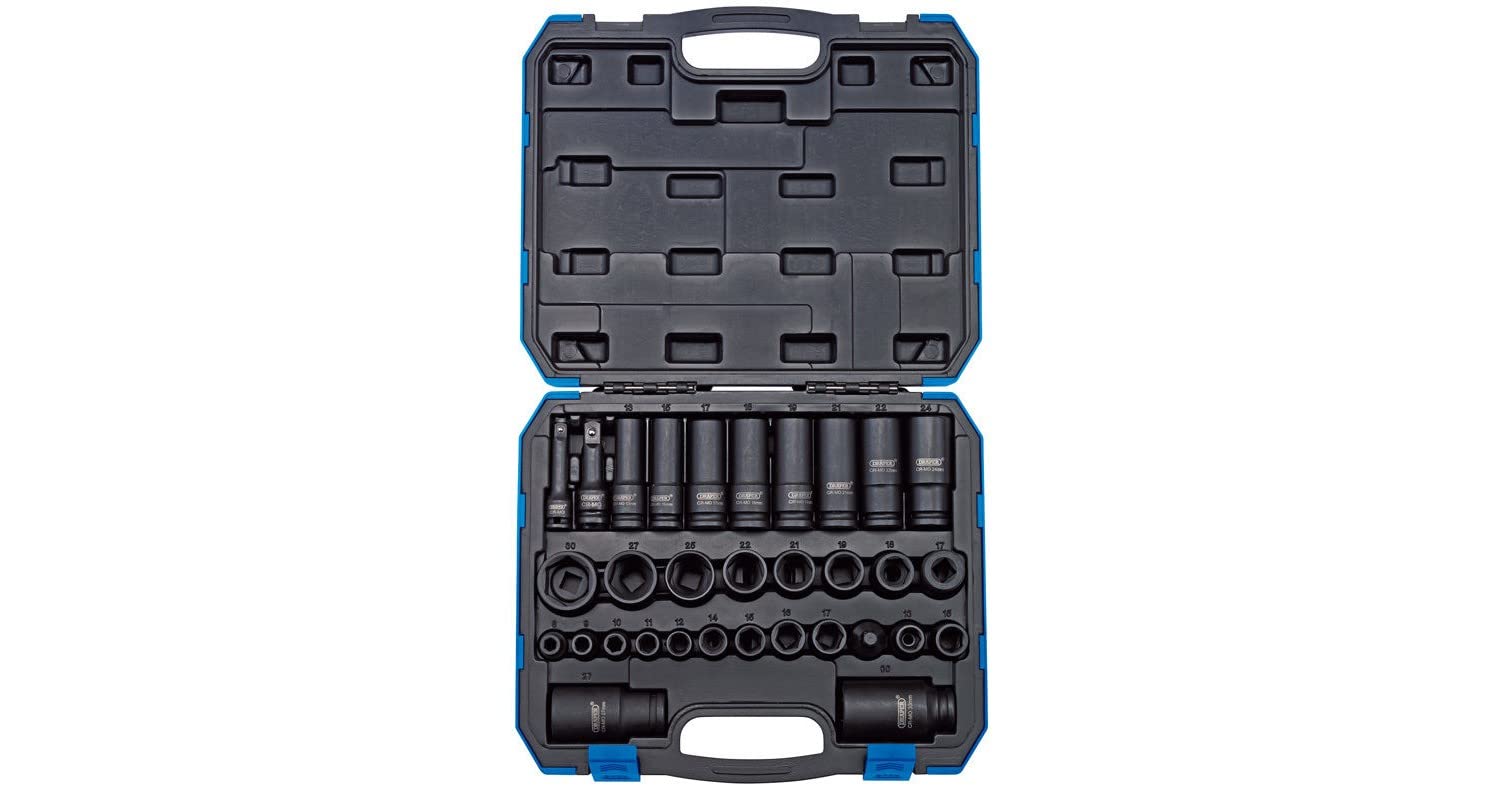 Draper 83098 409/32/MM 3/8" and 1/2" Sq. Dr. Impact Socket Set (32 Piece)