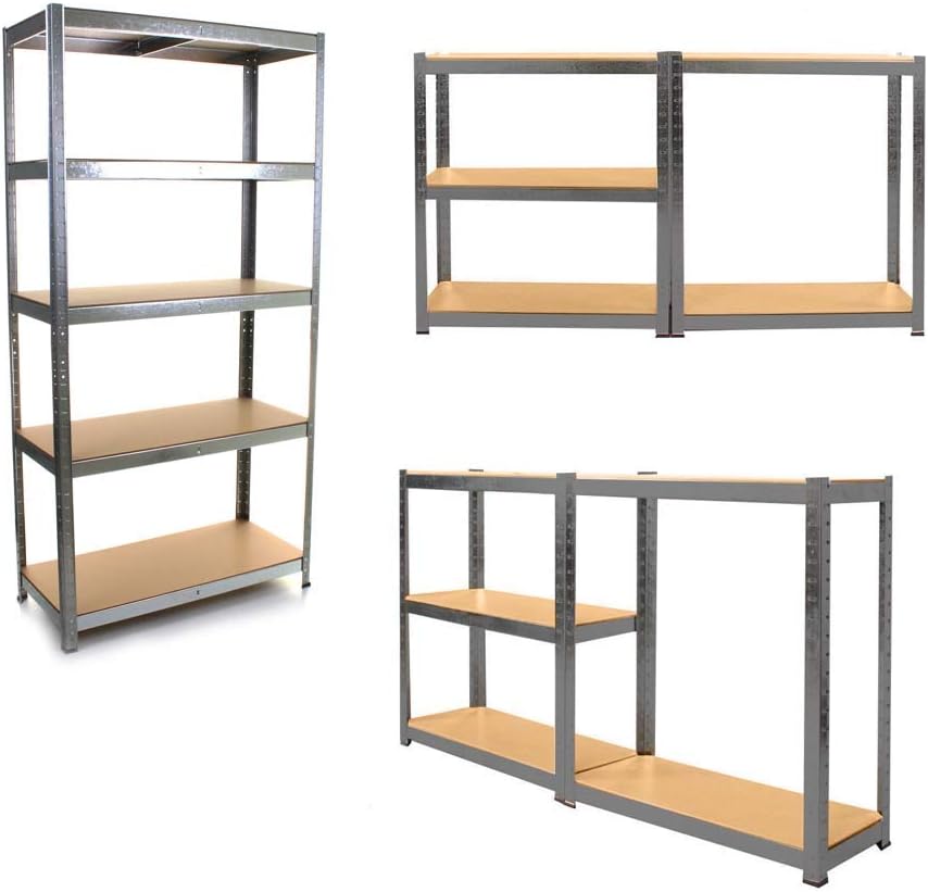 Galvanised Pack of 4 180x90x40CM Heavy Duty Garage Shelving Unit 5 Tier
