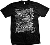 Born Free Ride Free Men's Bald Eagle With Chopper and Flag Old School Motorcycle T-shirt, Black