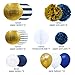 NICROLANDEE Nautical Decorations Navy Stripe Gold Paper Lanterns Royal Blue Tissue Pom Poms Flower Glitter Anchor Confetti Tassel Garland Party Balloon for Graduation, Wedding, Birthday, Bachelorette