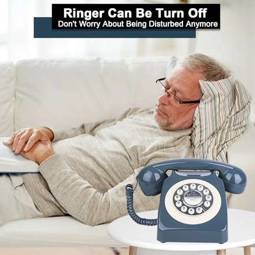 Sangyn Classic Retro Telephone Vintage Style Cord Phone with Push Button Old Fashioned Landline Desk Phone for Home Office Hotel and Bar