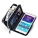 Galaxy Note 4 Case, TabPow Wave Zipper Cash Slot - [Card Slots][Button Closure] Flip PU Leather Wallet Case Cover with Detachable Magnetic Hard Case for Samsung Galaxy Note 4, Black