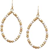 Rosemarie & Jubalee Women's Sleek And Stylish Gold Tone Forward Facing Wire Hoop Teardrop Dangle Earrings