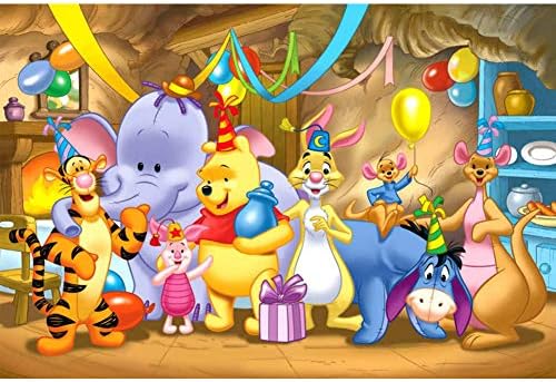 DIY 5D Diamond Painting Kit, 16"X12" Round Full Drill Crystal Rhinestone Embroidery Cross Stitch Arts Craft Canvas for Home Wall Decor Adults and Kids(Winnie The Pooh-1)
