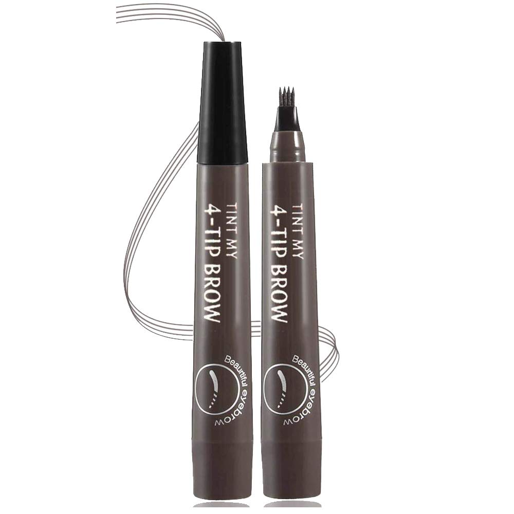 Photo 1 of QUEMISS Eyebrow Pen Microblading 4 Fork Tip Eyebrow Pencil Creates Lasting MakeUp Professional Natural Brow Pen Cover Sparse Areas Daily Waterproof 3D Brow Pencil (04#Gray Brown)