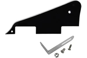 FLEOR 3Ply Black LP Guitar Pickguard with Chrome Bracket Mounting Screws LP Style Pickguard Set