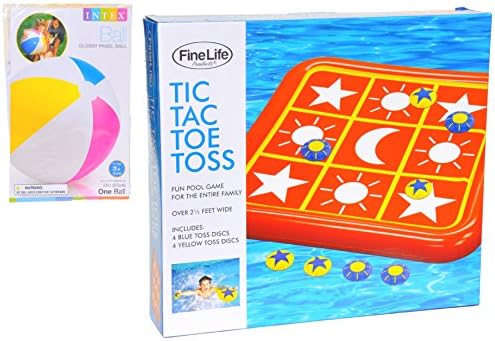 Extra Large Big Tic Tac Toe Toss Swimming Pool Inflatable Game Toy Unique Fun Summer Gift Idea for Adults Kids Teens Boys Girls with Intex Inflatable Ball