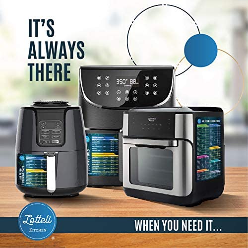 Air Fryer Magnetic Cheat Sheet Set - Air Fryer Accessories Cookbook - As Seen on The Today Show an Easy to Use AirFryer Time Chart Set - Strong Magnet Quick Reference Cooking Guide for Frying (Black)