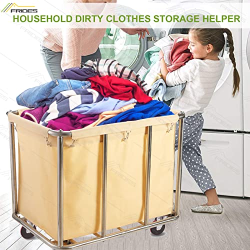 Commercial HeavyDuty Laundry Hampers Cart,Large Stainless Steel