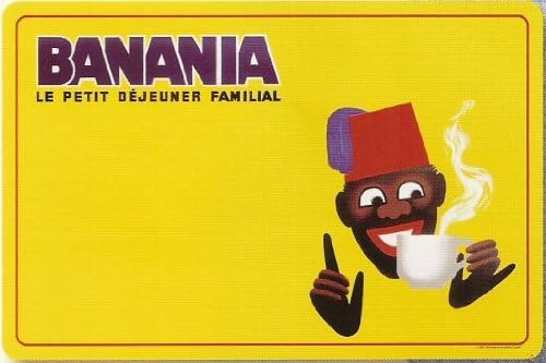 FRENCH VINTAGE PLACEMAT RETRO AD BANANIA CHOCOLATE SENEGALESE SHARPSHOOTER BY MORVAN
