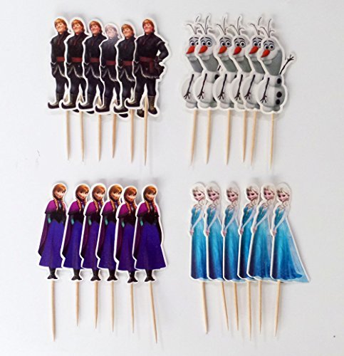 Yunko 24 Frozen Elsa and Anne Fun Cupcake Decorative Toppers Cupcake Decorating Tools for Birthday Party (big 2.5