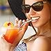 Collapsible Reusable Straws, Upgraded Eco Friendly Stainless Steel Collapsible Drinking Straws, Portable Set Case, With keyhole and cleaning brush for party, travel, office -2 Pack (Black/Pink)