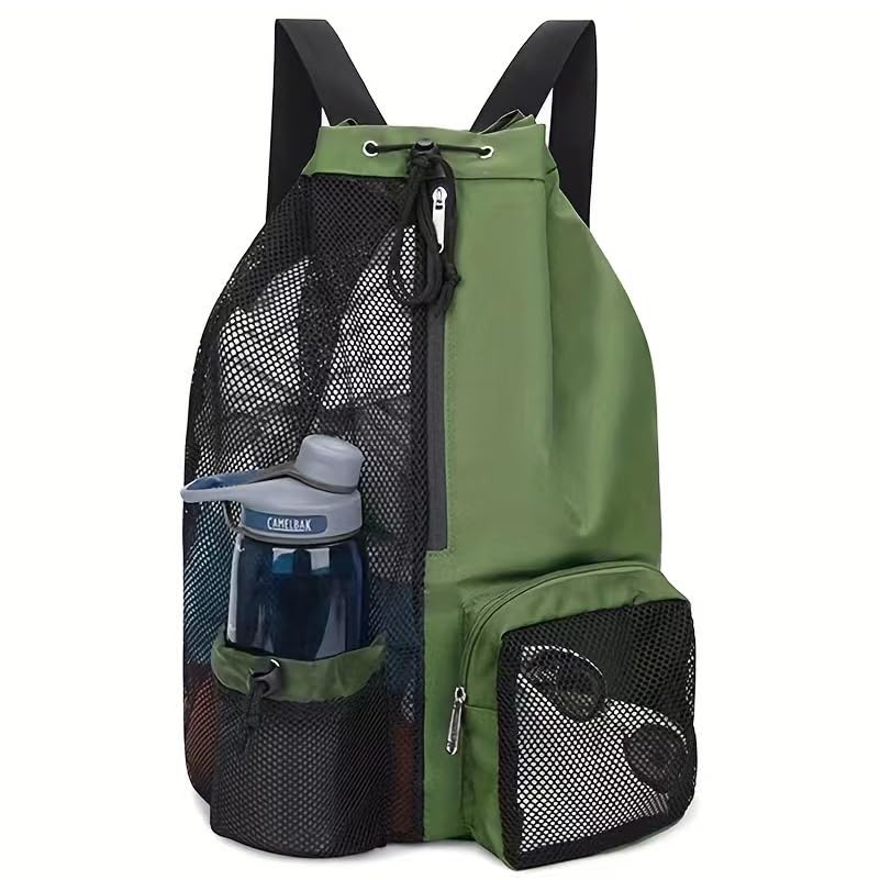 JSNOM Gym Bag Sports Bag Men Women: Backpack Bag Drawstring Waterproof Large with Outer Pocket Zip Inner Pocket for Teenagers Boys Girls (Green), black, L