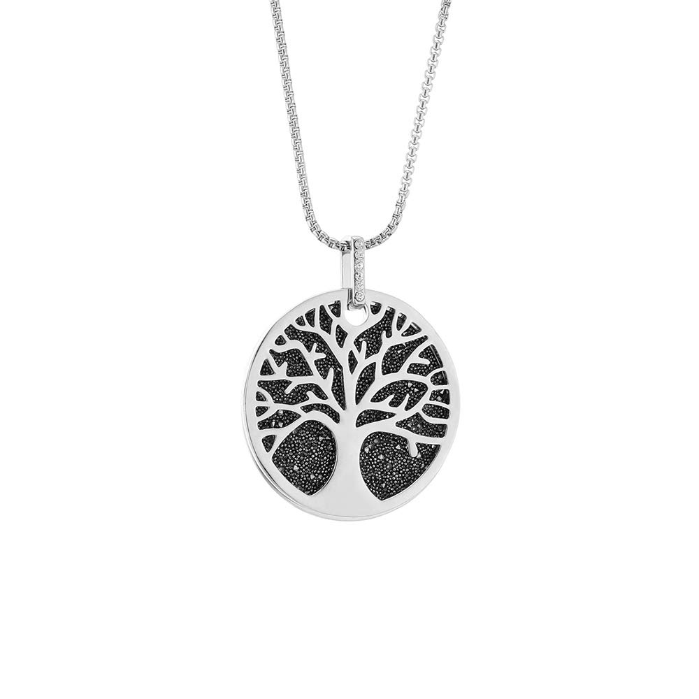 Anti-Allergy Tree of Life Pendant Long Necklace for Women, Link Necklace with Sparkling Crystal Sweater Chain Gold Silver Charm Jewelry Women Necklace Adjustable Necklace Gift for Friends,Mom