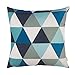 Cotton Linen Fjfz Home Decorative Throw Pillow Case Cushion Cover for Sofa Couch Modern Geometric Art Print, Black Blue Teal White 18