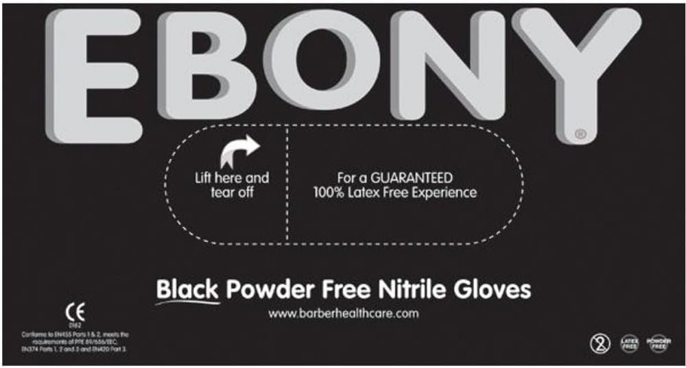 EbonyBlack Nitrile Powder Free Gloves (Box of 100) (Large)
