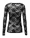 ZANZEA Women's Lace Crew Neck Transparent Mesh Long Sleeve Tops Shirt Blouse Black US 10
