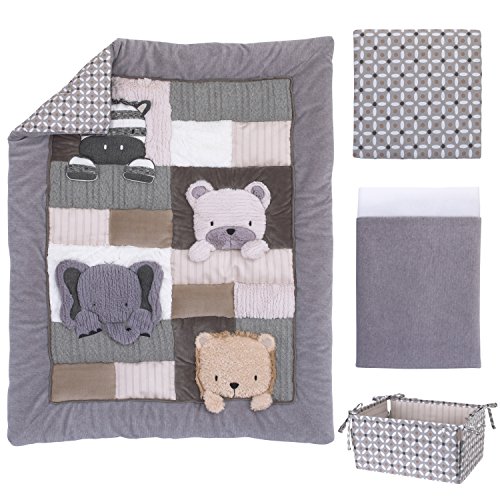 NoJo Play Day Pals Elephant/Bear/Lion/Zebra Animal 4 Piece Nursery Crib